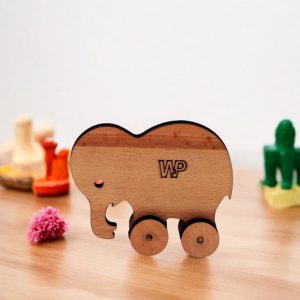 Eğitici Tekerlekli Masif Ahşap Hayvan Figürlü Oyuncaklar - Montessori