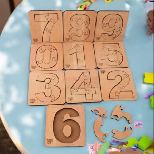 Eğitici Plywood Ahşap Puzzle Matematik Seti - Rakamlar Montessori