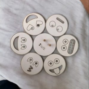 Ahşap Emoji Bardak Altlığı - 6'lı Set