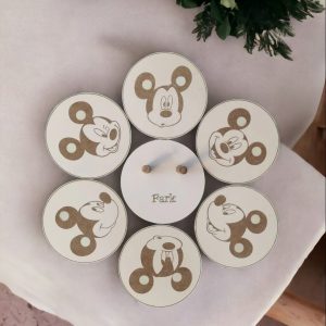 Ahşap Mickey Bardak Altlığı - 6'lı Set