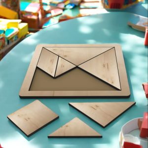 Ahşap Eğitici Oyuncak - Tangram - Figür ve Çözüm Kartlı Montessori