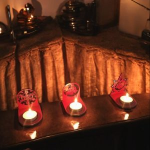 Wooden Christmas Themed Candle Holder - Set of Three