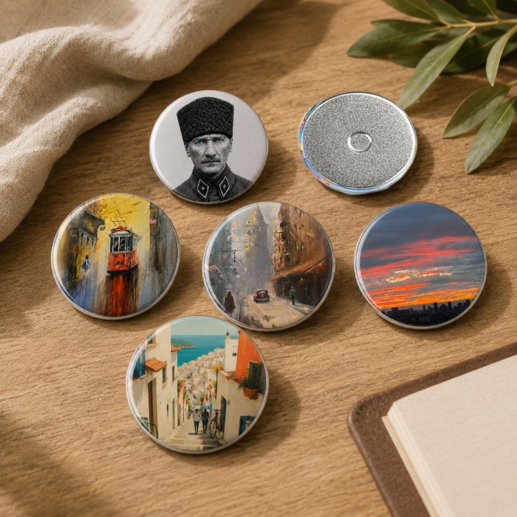 Baskılı Metal Yuvarlak Rozet Magnet